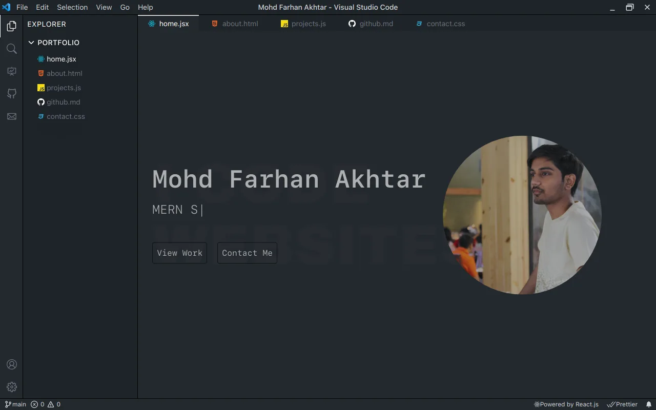 This Portfolio interface